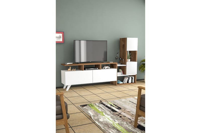 SHOWSLEY Tv-möbelset 55,4x31,6 cm Vit/Brun - Möbler - Vardagsrum - Tv-möbler & mediamöbler - Tv-möbelset