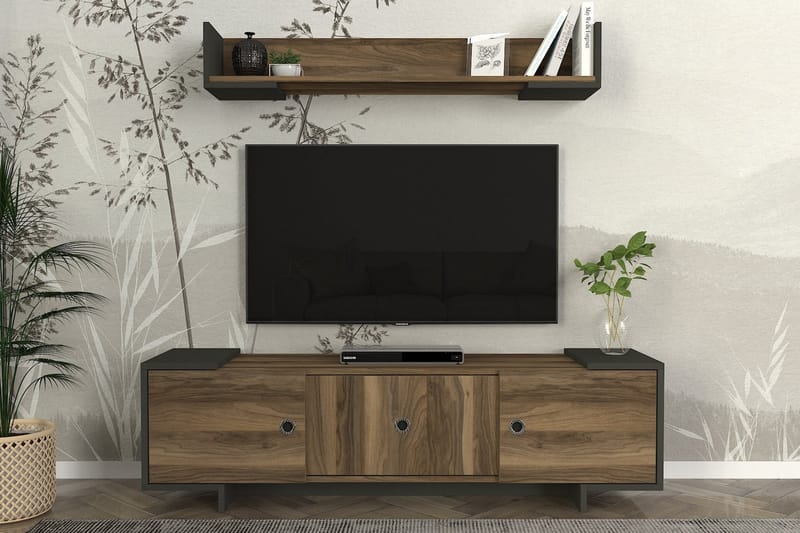 TETRA Tv-möbelset 150x35 cm Svart/Brun - Möbler - Vardagsrum - Tv-möbler & mediamöbler - Tv-möbelset