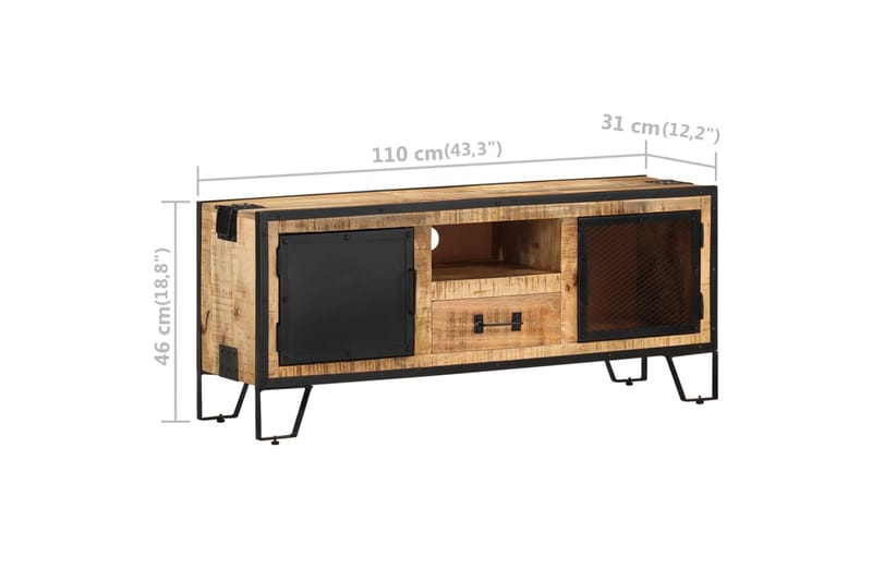 TV-bänk 110x31x46 cm grovt mangoträ - Flerfärgad - Möbler - Vardagsrum - Tv-möbler & mediamöbler - Tv-bänkar