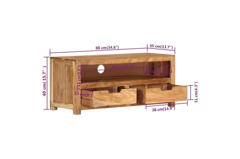 Tv-bänk 88x35x40 cm massivt akaciaträ - Brun - Möbler - Vardagsrum - Tv-möbler & mediamöbler - Tv-bänkar