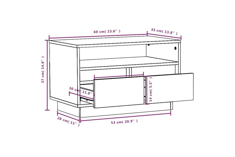 Tv-bänk honungsbrun 60x35x37 cm massiv furu - Brun - Möbler - Vardagsrum - Tv-möbler & mediamöbler - Tv-bänkar