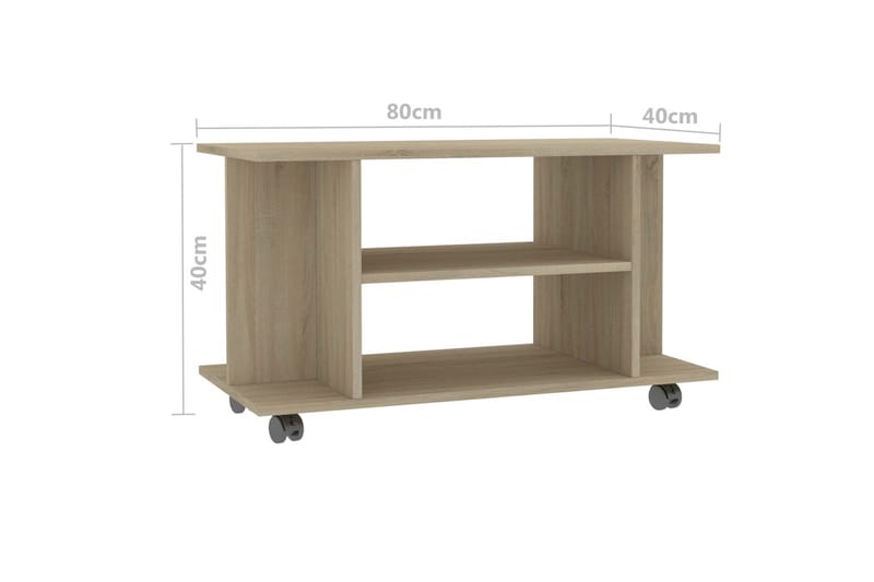 TV-bänk med hjul sonoma ek 80x40x40 cm spånskiva - Brun - Möbler - Vardagsrum - Tv-möbler & mediamöbler - Tv-bänkar