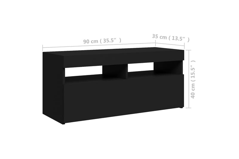 TV-bänk med LED-belysning svart 90x35x40 cm - Svart - Möbler - Vardagsrum - Tv-möbler & mediamöbler - Tv-bänkar