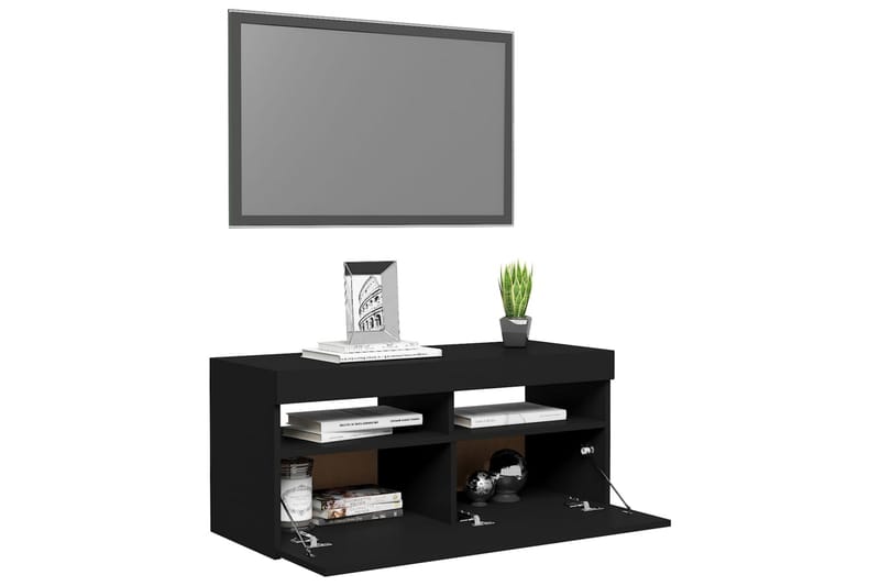 TV-bänk med LED-belysning svart 90x35x40 cm - Svart - Möbler - Vardagsrum - Tv-möbler & mediamöbler - Tv-bänkar