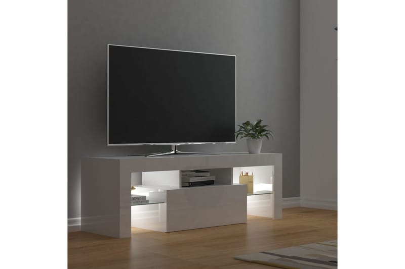 TV-bänk med LED-belysning vit högglans 120x35x40 cm - Vit - Möbler - Vardagsrum - Tv-möbler & mediamöbler - Tv-bänkar