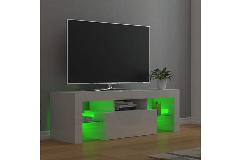 TV-b�änk med LED-belysning vit högglans 120x35x40 cm - Vit - Möbler - Vardagsrum - Tv-möbler & mediamöbler - Tv-bänkar