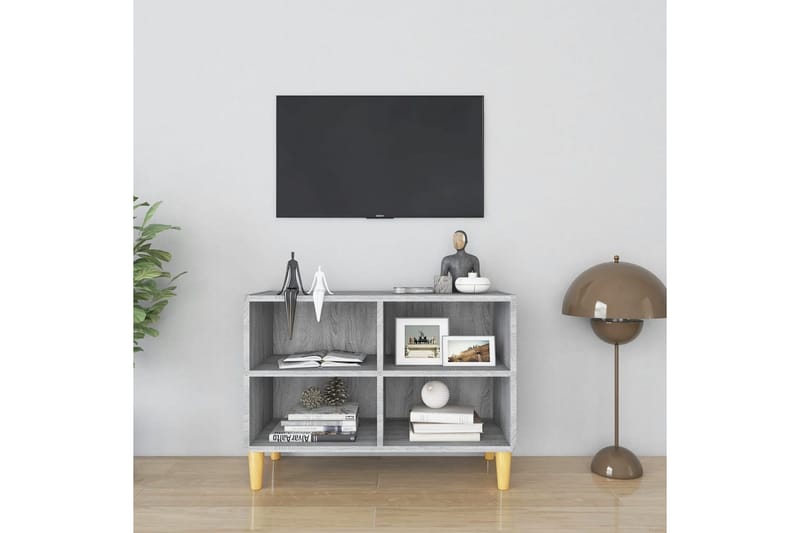 TV-bänk med massiva ben grå sonoma-ek 69,5x30x50 cm - Grå - Möbler - Vardagsrum - Tv-möbler & mediamöbler - Tv-bänkar