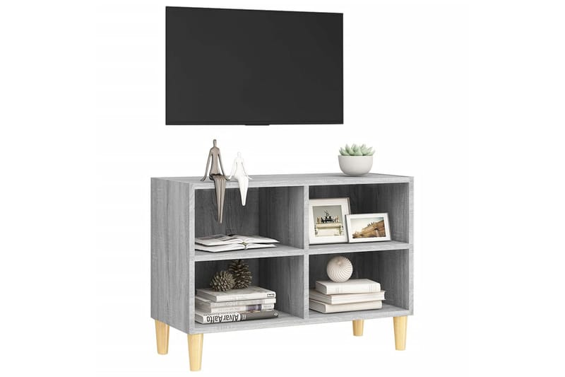 TV-bänk med massiva ben grå sonoma-ek 69,5x30x50 cm - Grå - Möbler - Vardagsrum - Tv-möbler & mediamöbler - Tv-bänkar