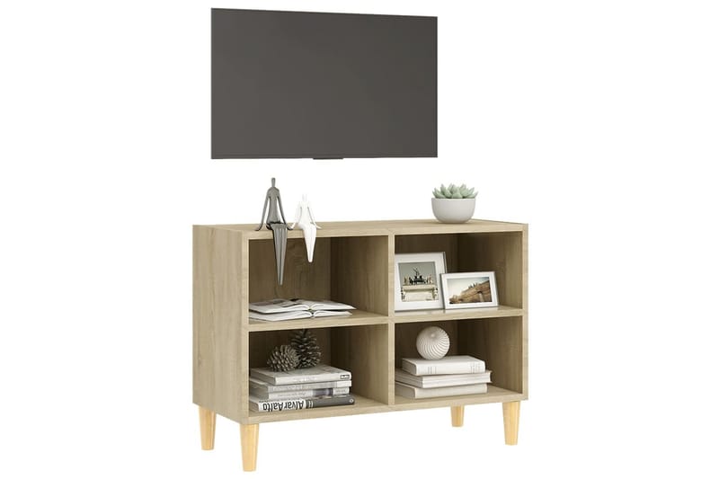 TV-bänk med massiva ben sonoma-ek 69,5x30x50 cm - Brun - Möbler - Vardagsrum - Tv-möbler & mediamöbler - Tv-bänkar