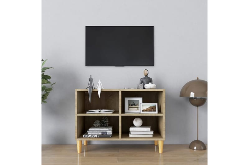 TV-bänk med massiva ben sonoma-ek 69,5x30x50 cm - Brun - Möbler - Vardagsrum - Tv-möbler & mediamöbler - Tv-bänkar