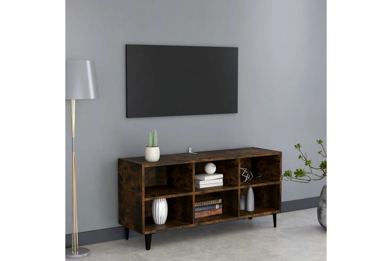 TV-bänk med metallben sonoma-ek 103,5x30x50 cm - Brun - Möbler - Vardagsrum - Tv-möbler & mediamöbler - Tv-bänkar