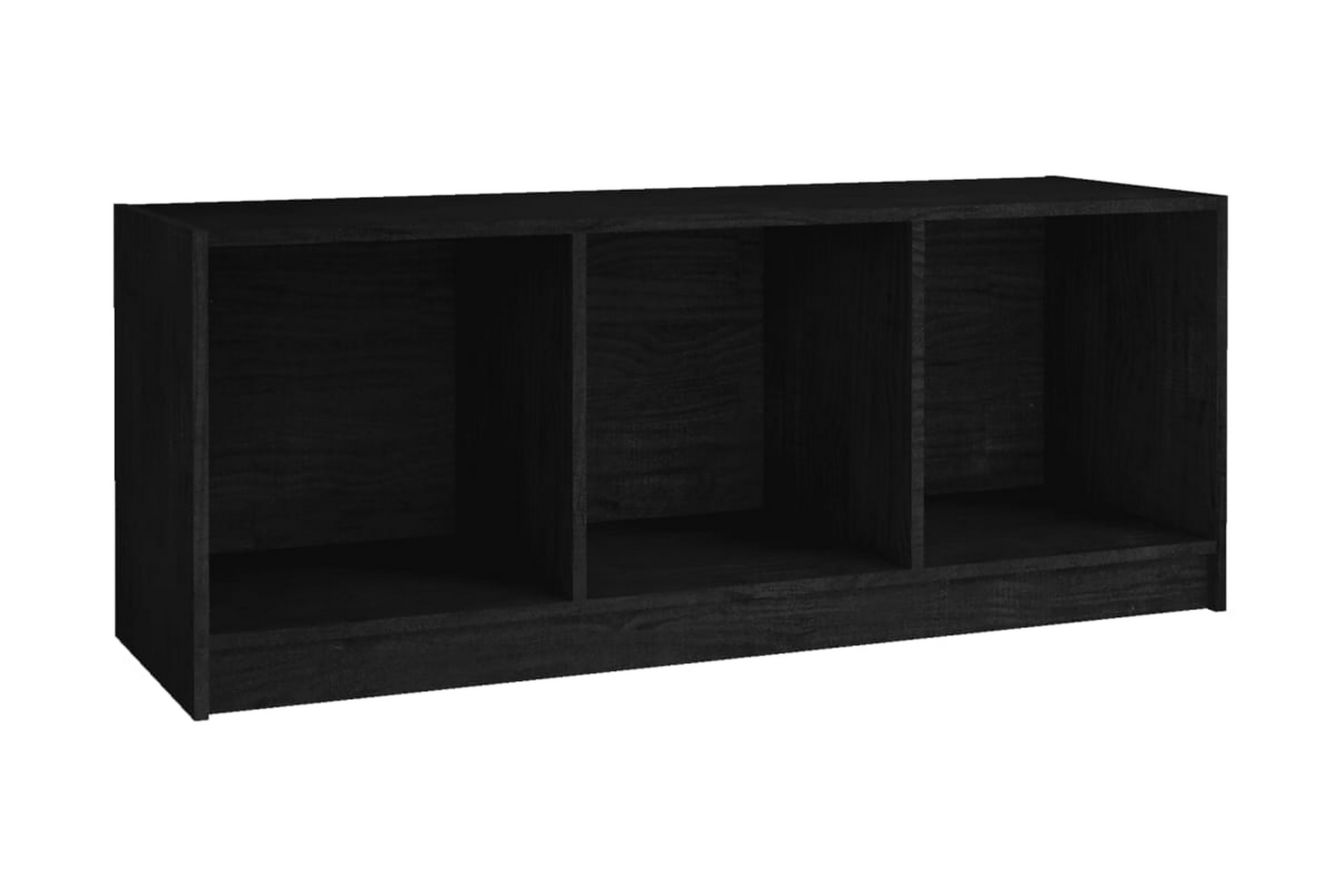 TV-bänk svart 104x33x41 cm massiv furu – Svart