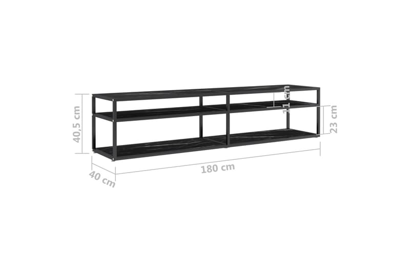 TV-bänk svart marmor 180x40x40,5 cm härdat glas - Svart - Möbler - Vardagsrum - Tv-möbler & mediamöbler - Tv-bänkar