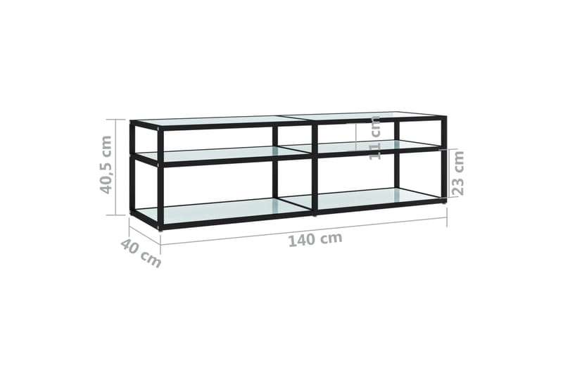 TV-bänk vit marmor 140x40x40,5 cm härdat glas - Vit - Tv-bänkar