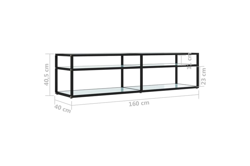 TV-bänk vit marmor 160x40x40,5 cm härdat glas - Vit - Tv-bänkar