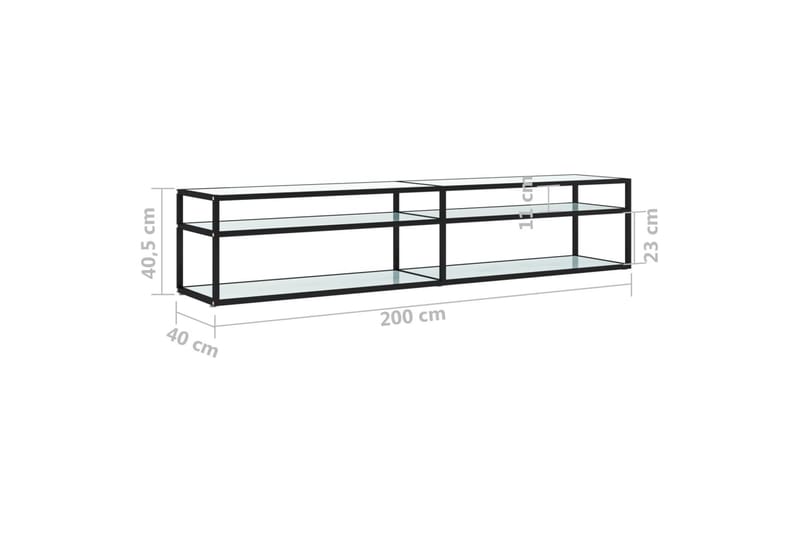 TV-bänk vit marmor 200x40x40,5 cm härdat glas - Vit - Tv-bänkar