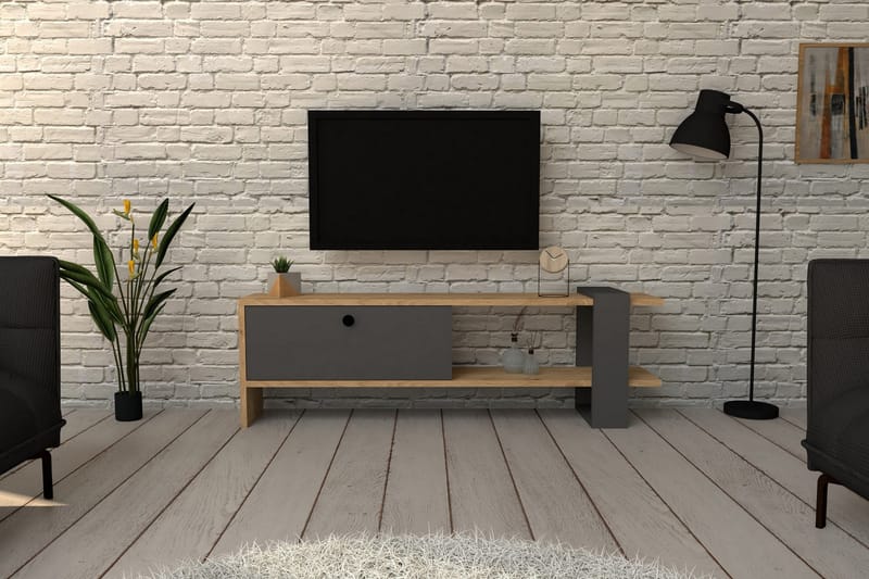 AGATEA Tv-bänk 120x36,8 cm Antracit - Möbler - Vardagsrum - Tv-möbler & mediamöbler - Tv-bänkar