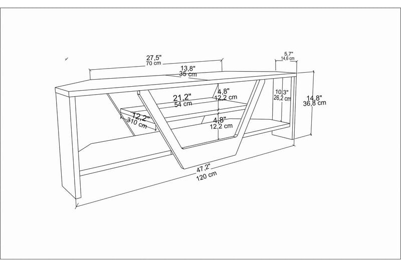 AGATEA Tv-bänk 120x36,8 cm Vit - Möbler - Vardagsrum - Tv-möbler & mediamöbler - Tv-bänkar