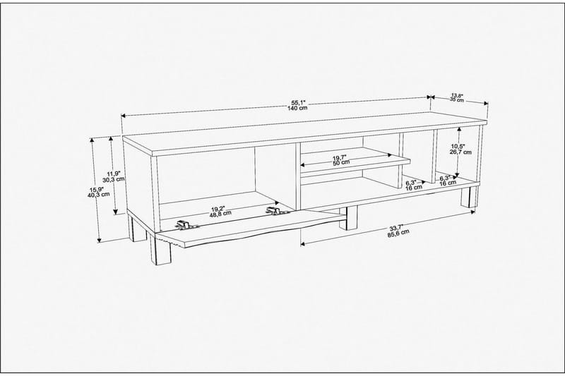 AGATEA Tv-bänk 140x40,3 cm Blå - Möbler - Vardagsrum - Tv-möbler & mediamöbler - Tv-bänkar