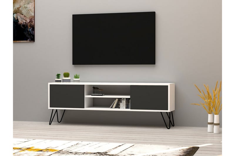 AGATEA Tv-bänk 140x50 cm Vit - Möbler - Vardagsrum - Tv-möbler & mediamöbler - Tv-bänkar