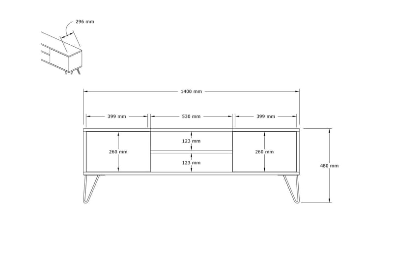 AGATEA Tv-bänk 140x50 cm Vit - Möbler - Vardagsrum - Tv-möbler & mediamöbler - Tv-bänkar