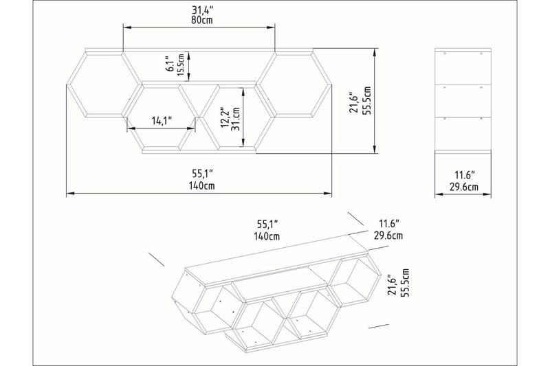 AGATEA Tv-bänk 140x55,5 cm Vit - Möbler - Vardagsrum - Tv-möbler & mediamöbler - Tv-bänkar