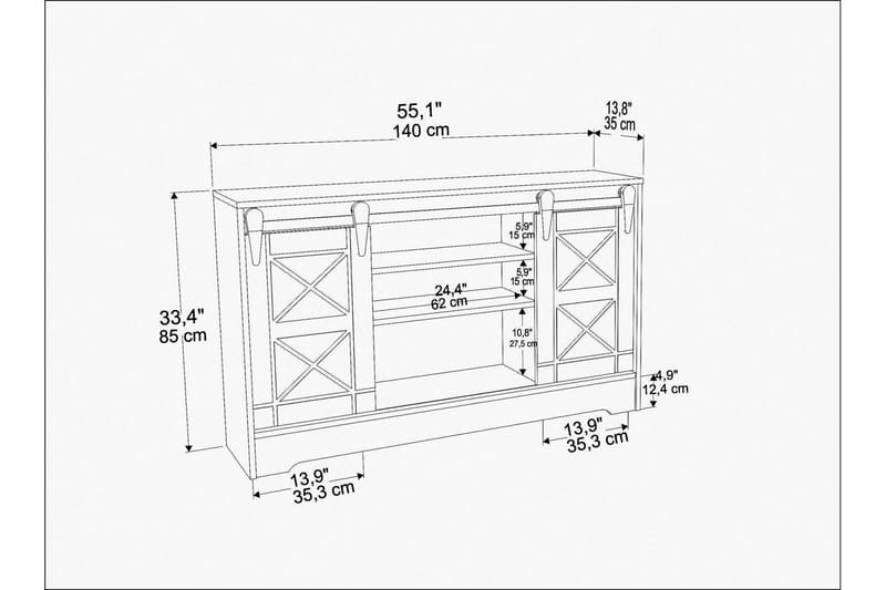 AGATEA Tv-bänk 140x85 cm Blå - Möbler - Vardagsrum - Tv-möbler & mediamöbler - Tv-bänkar