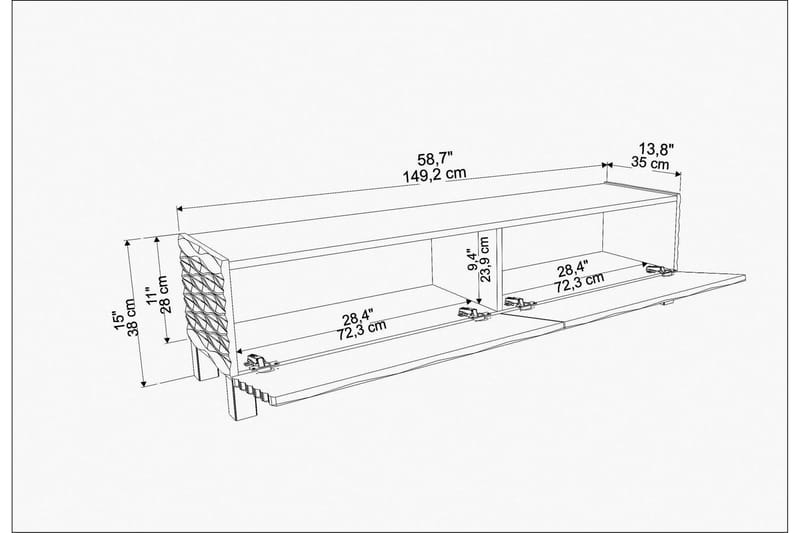 AGATEA Tv-bänk 149,2x38 cm Blå - Möbler - Vardagsrum - Tv-möbler & mediamöbler - Tv-bänkar