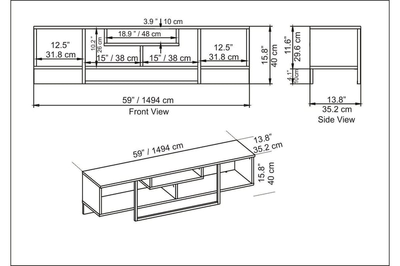 AGATEA Tv-bänk 150x40 cm Svart - Möbler - Vardagsrum - Tv-möbler & mediamöbler - Tv-bänkar