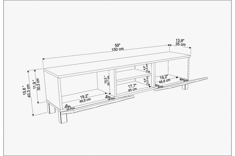 AGATEA Tv-bänk 150x40,3 cm Blå - Möbler - Vardagsrum - Tv-möbler & mediamöbler - Tv-bänkar