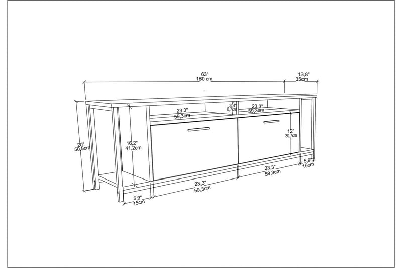 AGATEA Tv-bänk 160x50,8 cm Brun - Möbler - Vardagsrum - Tv-möbler & mediamöbler - Tv-bänkar