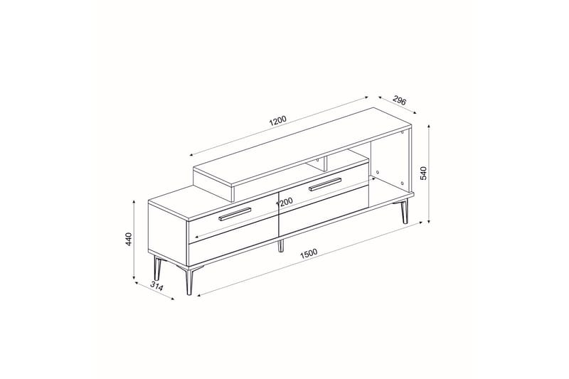 ALOISIO Tv-bänk 150 cm Blå/Natur/Antracit - Möbler - Vardagsrum - Tv-möbler & mediamöbler - Tv-bänkar