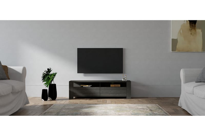 ANRON Tv-bänk 140 cm Antracit - Möbler - Vardagsrum - Tv-möbler & mediamöbler - Tv-bänkar