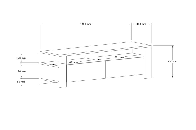 ANRON Tv-bänk 140 cm Antracit - Möbler - Vardagsrum - Tv-möbler & mediamöbler - Tv-bänkar