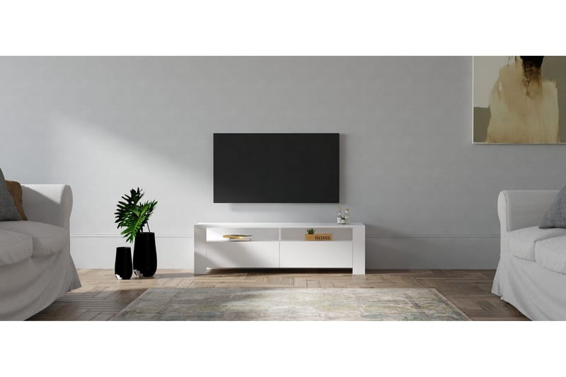 ANRON Tv-bänk 140 cm Vit - Möbler - Vardagsrum - Tv-möbler & mediamöbler - Tv-bänkar