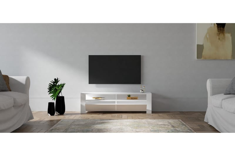 ANRON Tv-bänk 140 cm Vit - Möbler - Vardagsrum - Tv-möbler & mediamöbler - Tv-bänkar