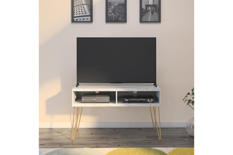 ATHENA Tv-bänk 107x50 cm Vit/Marmormönster - Novogratz - Möbler - Vardagsrum - Tv-m�öbler & mediamöbler - Tv-bänkar