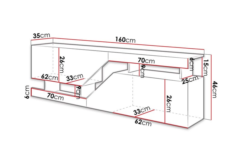 BARATIER Tv-bänk 160 cm Natur/Vit - Möbler - Vardagsrum - Tv-möbler & mediamöbler - Tv-bänkar