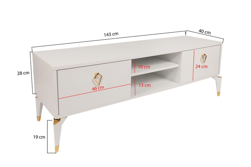 BIPI Tv-bänk 143 cm Vit - Möbler - Vardagsrum - Tv-möbler & mediamöbler - Tv-bänkar