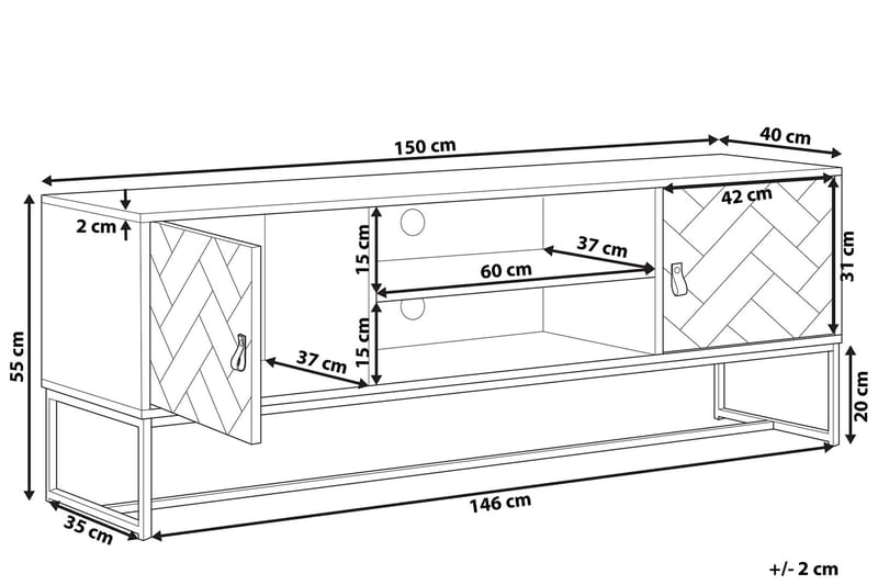 BRACANA TV-bänk 150x40 cm Ljusbrun/Vit - Trä/natur - Möbler - Vardagsrum - Tv-möbler & mediamöbler - Tv-bänkar