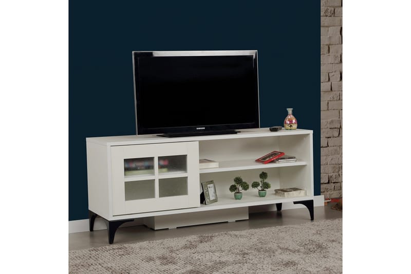 BRADLEY Tv-bänk 125 cm Vit - Vit - Möbler - Vardagsrum - Tv-möbler & mediamöbler - Tv-bänkar