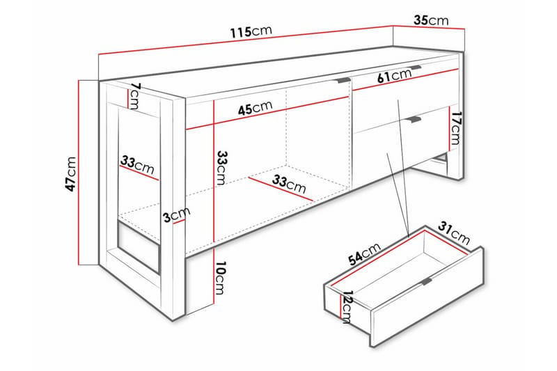 Carbost Tv-bänk 115x35 cm Svart - Möbler - Vardagsrum - Tv-möbler & mediamöbler - Tv-bänkar