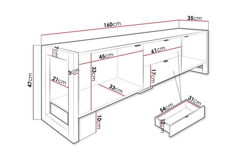 Carbost Tv-bänk 160x35 cm Svart - Möbler - Vardagsrum - Tv-möbler & mediamöbler - Tv-bänkar