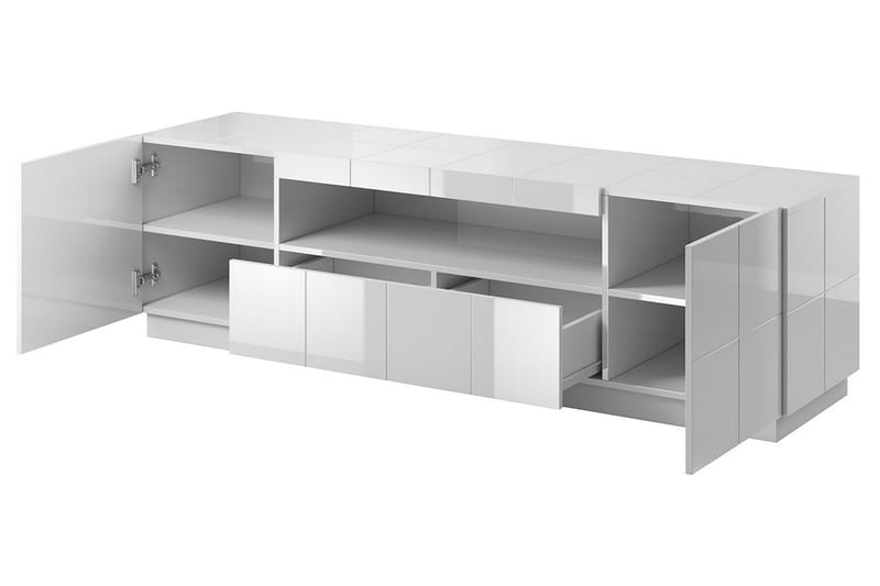 CONDAC TV-bänk 184 cm + LED Grå Högglans/Vit LED - Möbler - Vardagsrum - Tv-möbler & mediamöbler - Tv-bänkar