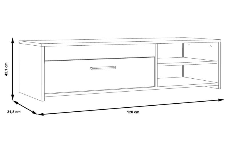 CRANBREE Tv-bänk 120 cm Betonggrå/Vit - Möbler - Vardagsrum - Tv-möbler & mediamöbler - Tv-bänkar