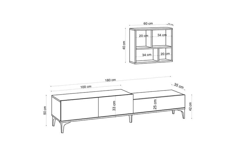 DAHMERY Tv-bänk 180 cm Natur/Vit - Möbler - Vardagsrum - Tv-möbler & mediamöbler - Tv-bänkar