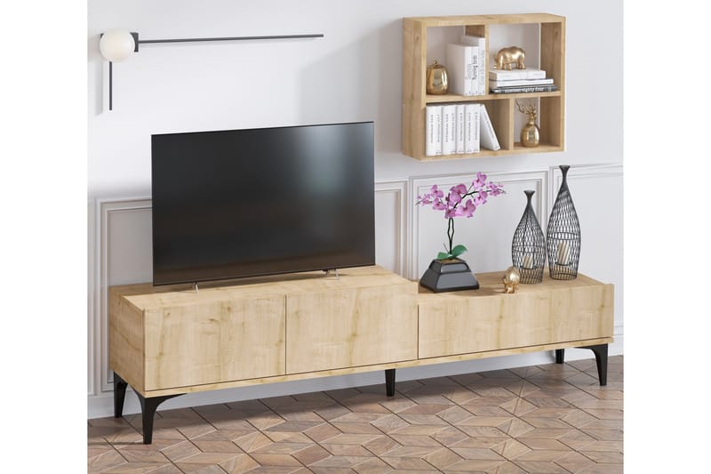 DAHMERY Tv-bänk 180 cm Natur/Vit - Möbler - Vardagsrum - Tv-möbler & mediamöbler - Tv-bänkar