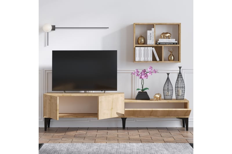 DAHMERY Tv-bänk 180 cm Natur/Vit - Möbler - Vardagsrum - Tv-möbler & mediamöbler - Tv-bänkar