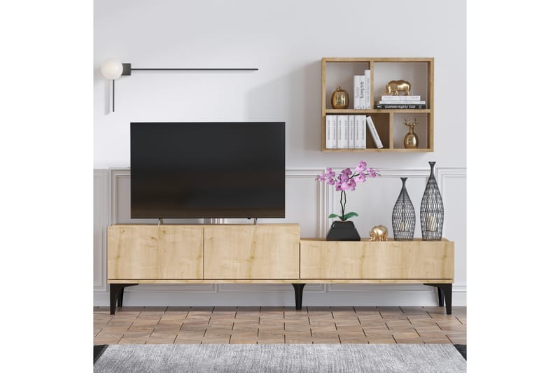 DAHMERY Tv-bänk 180 cm Natur/Vit - Möbler - Vardagsrum - Tv-möbler & mediamöbler - Tv-bänkar