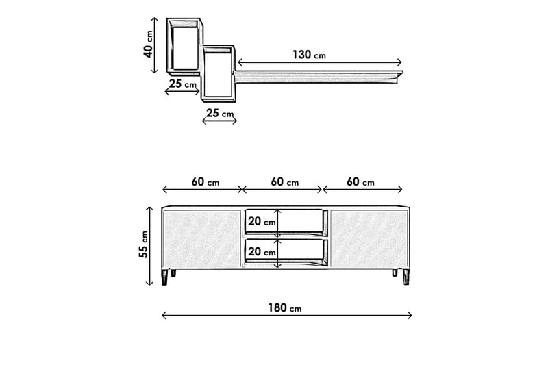 DOYRAN Tv-bänk 180 cm Vit - Möbler - Vardagsrum - Tv-möbler & mediamöbler - Tv-bänkar